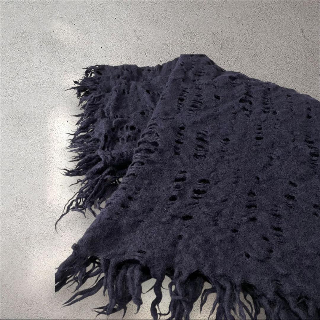 入手困難 Y’s ヨウジヤマモト クラッシュ編 厚手ウールストール 大判 y2k