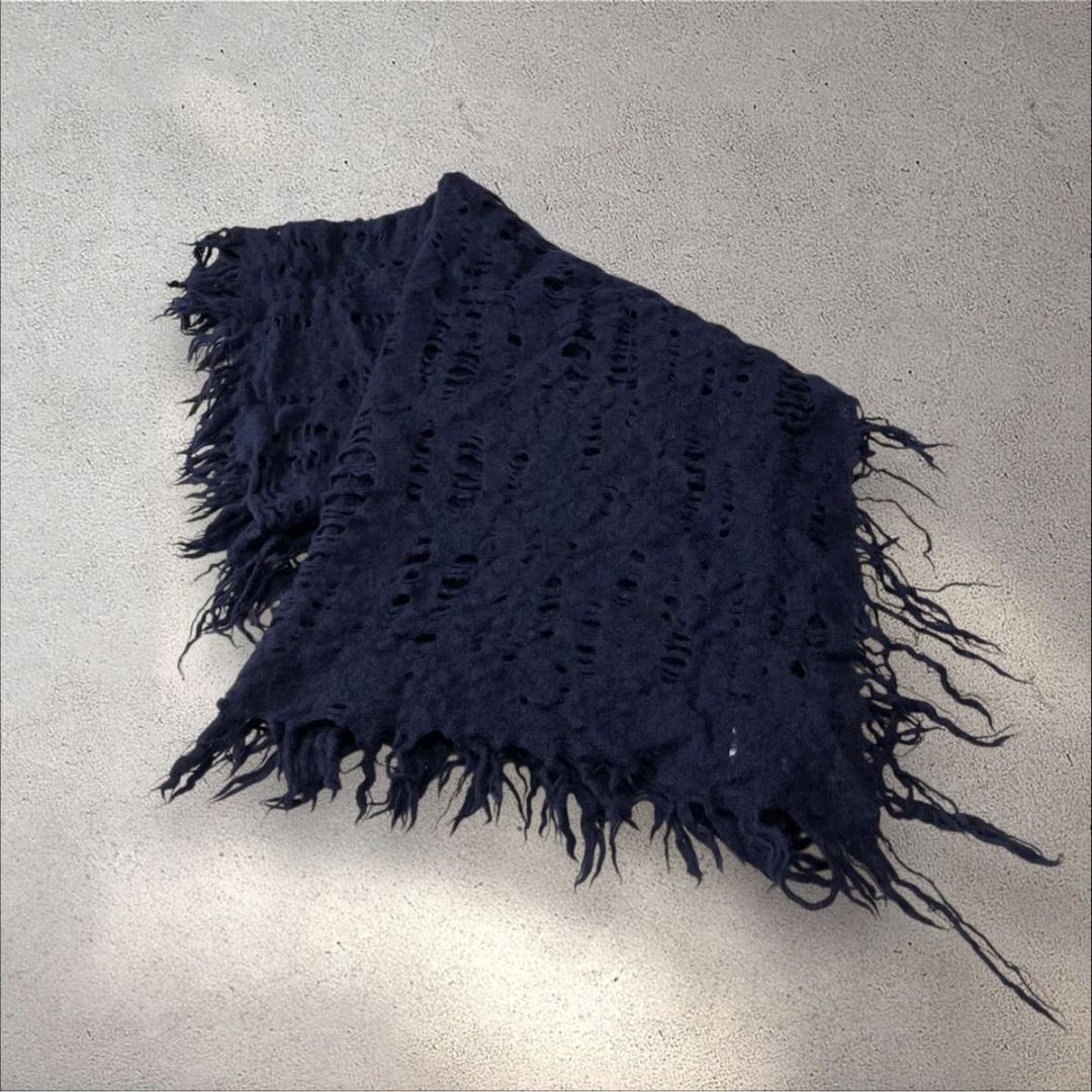 入手困難 Y’s ヨウジヤマモト クラッシュ編 厚手ウールストール 大判 y2k