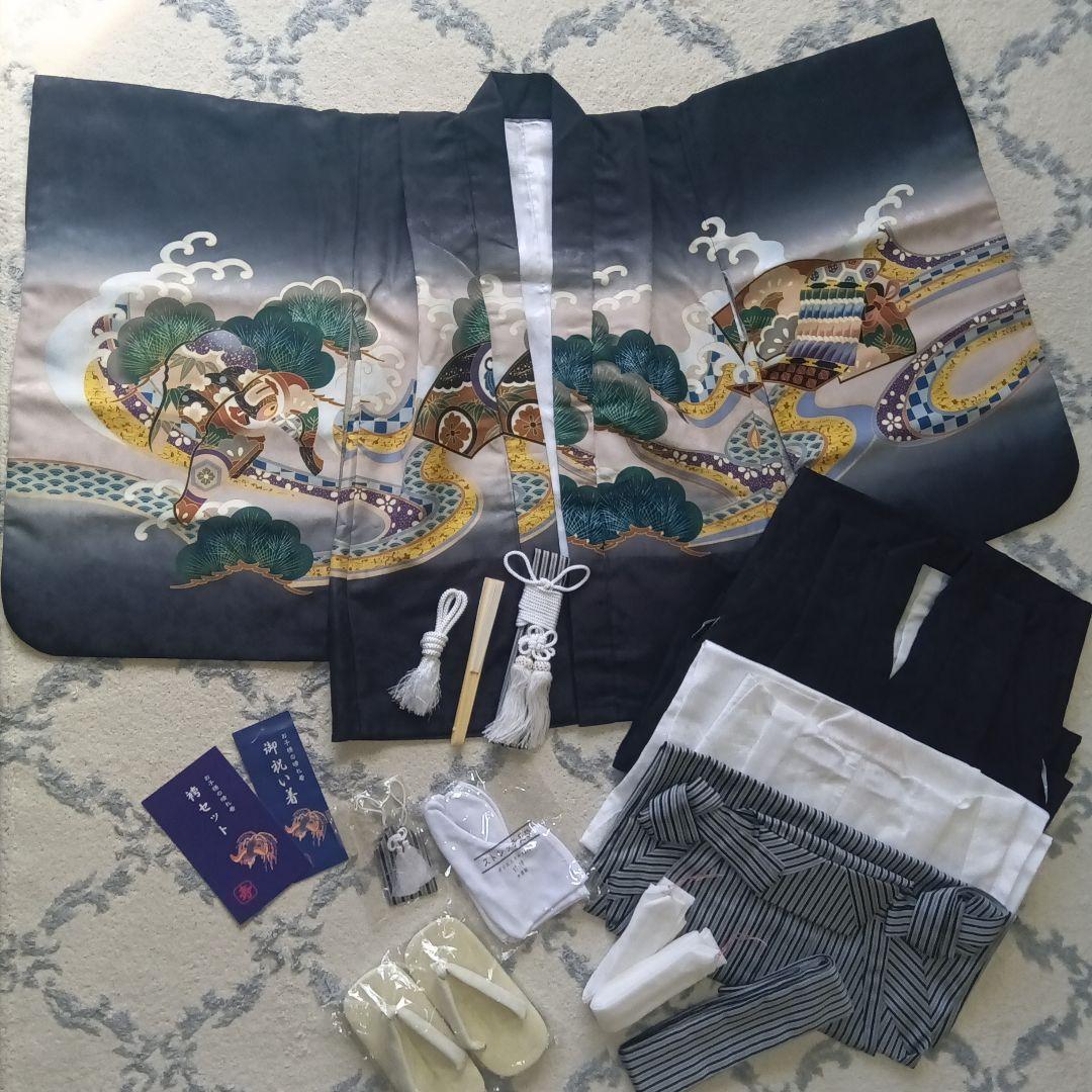 美品　七五三 豪華 子供 羽織　袴セット 着物12点　鷹 兜　男の子 ５歳 7歳
