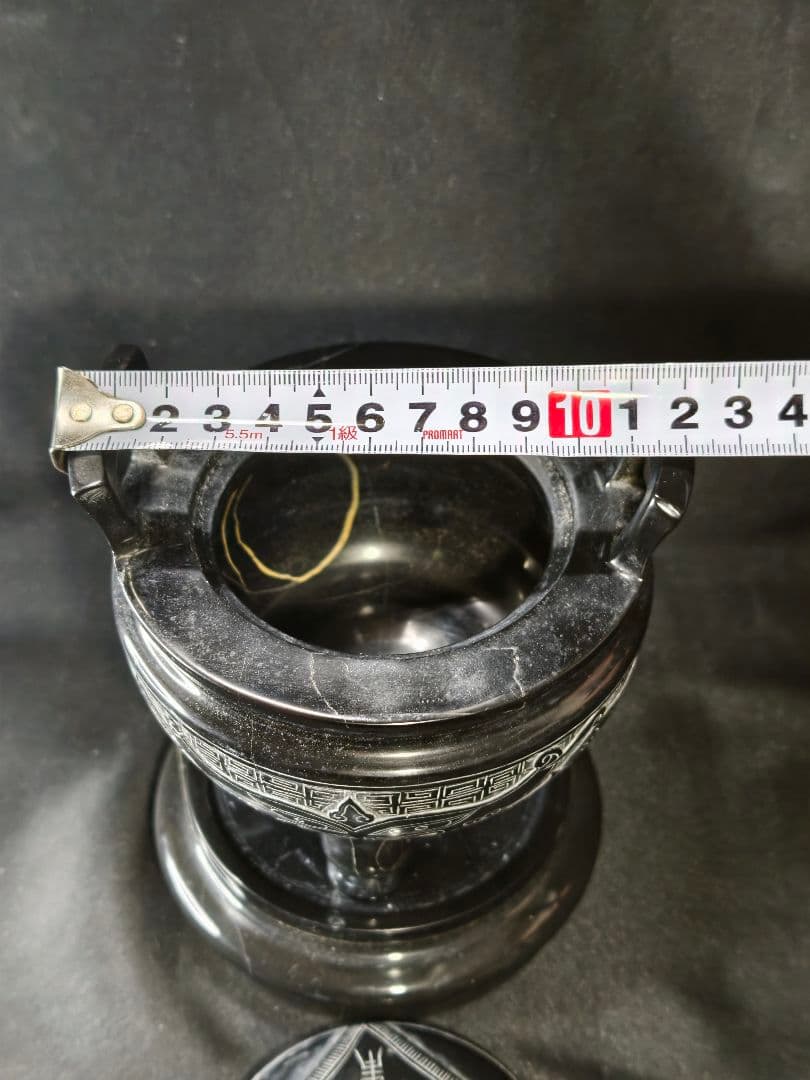 霊壁石香炉 中国名石 獅子摘み 共箱 手彫り置物 茶道具 旧家蔵出 未使用美品