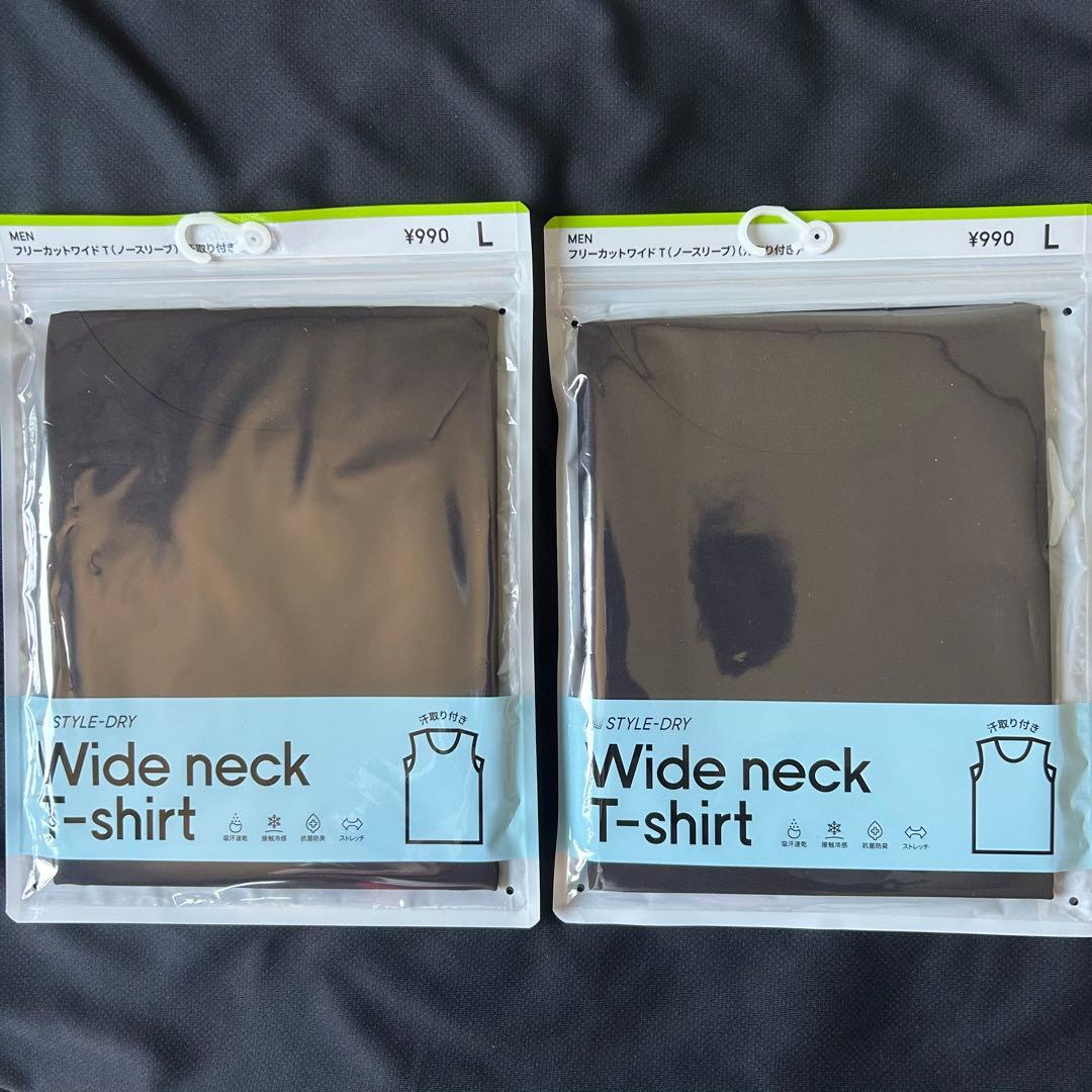 GU スタイルドライ フリーカットワイドネックT ノースリーブ L 4着セット