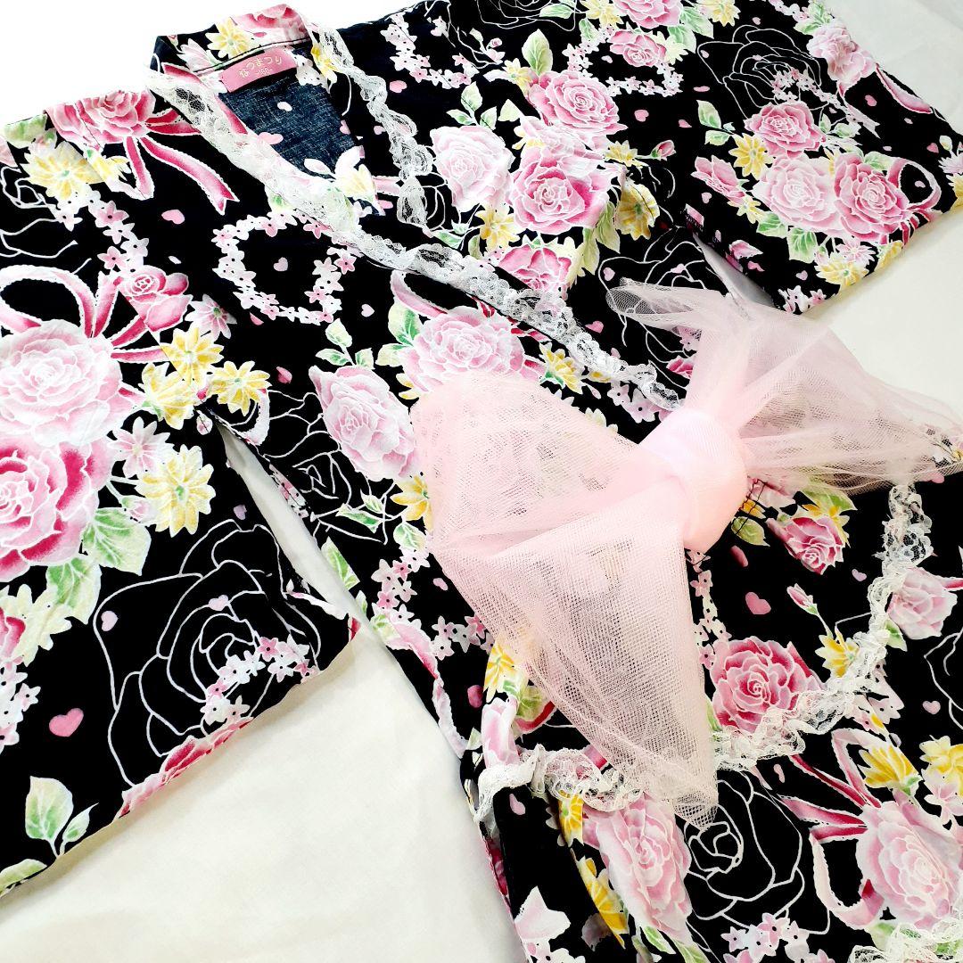 浴衣ドレス　160　花　薔薇　ギャル系　姫系　レース　量産　Y2K