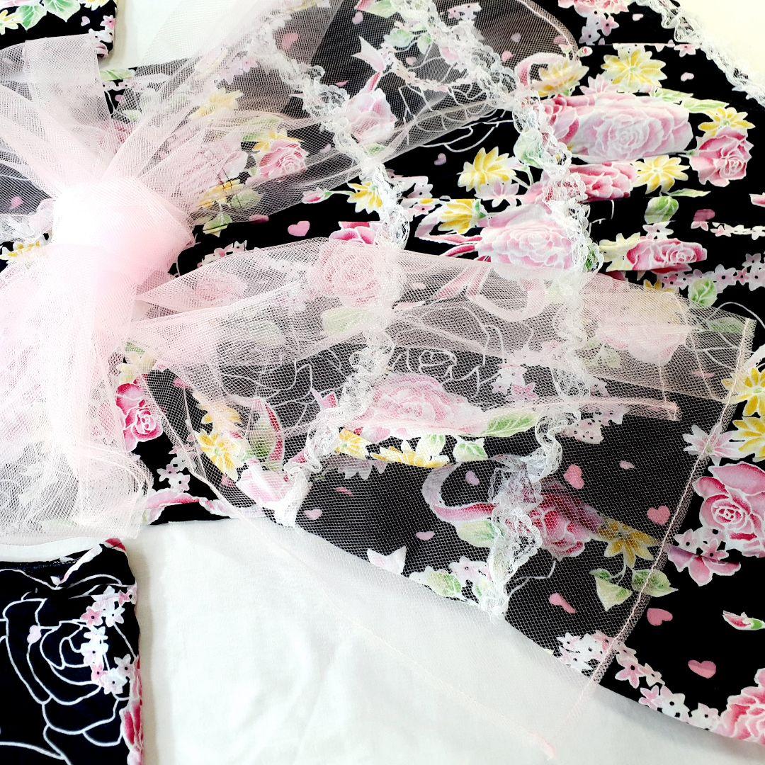 浴衣ドレス　160　花　薔薇　ギャル系　姫系　レース　量産　Y2K