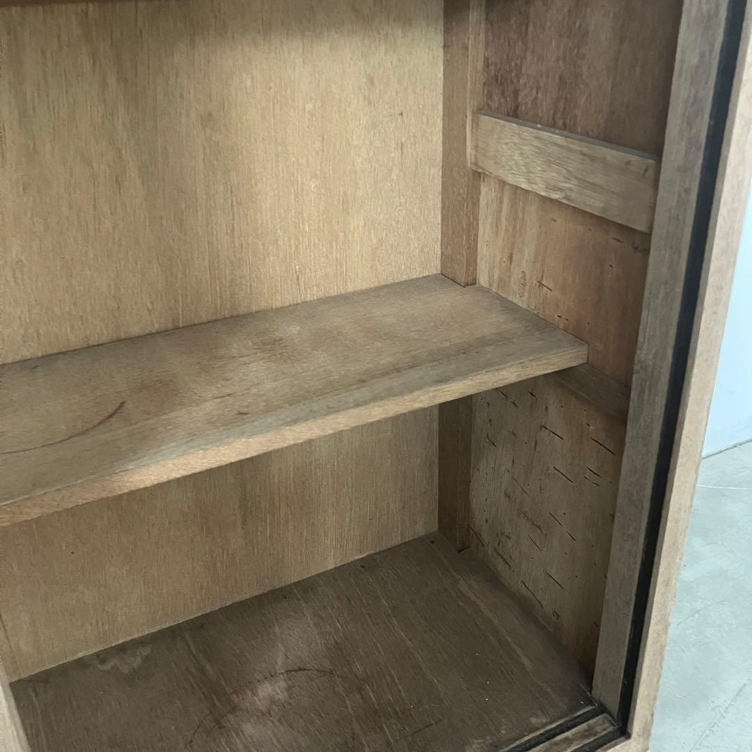 レトロ　アンティーク　古家具　古道具　剥離家具　ストリップド　ガラス棚　シェルフ