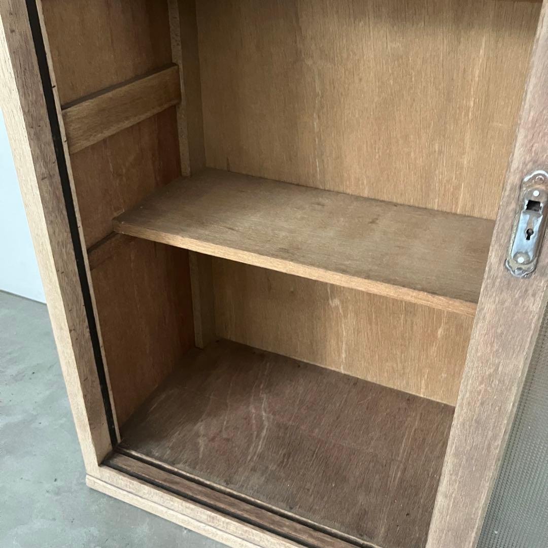 レトロ　アンティーク　古家具　古道具　剥離家具　ストリップド　ガラス棚　シェルフ