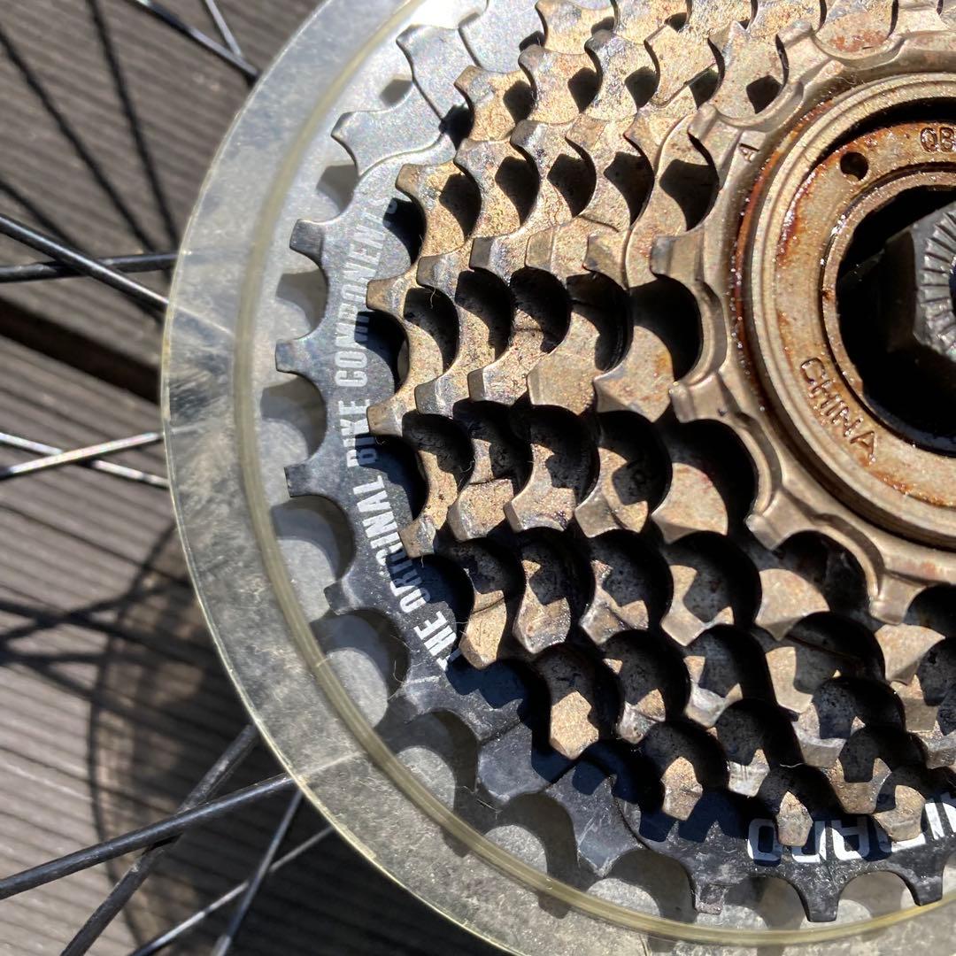 26インチMTB前後タイヤホイール（リア7速フリー、米式バルブアダプタ）セット