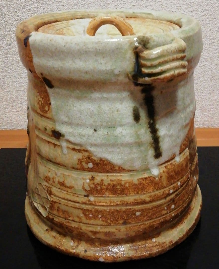 佐治光寿作　美濃　伊賀　水指　共箱　茶道具