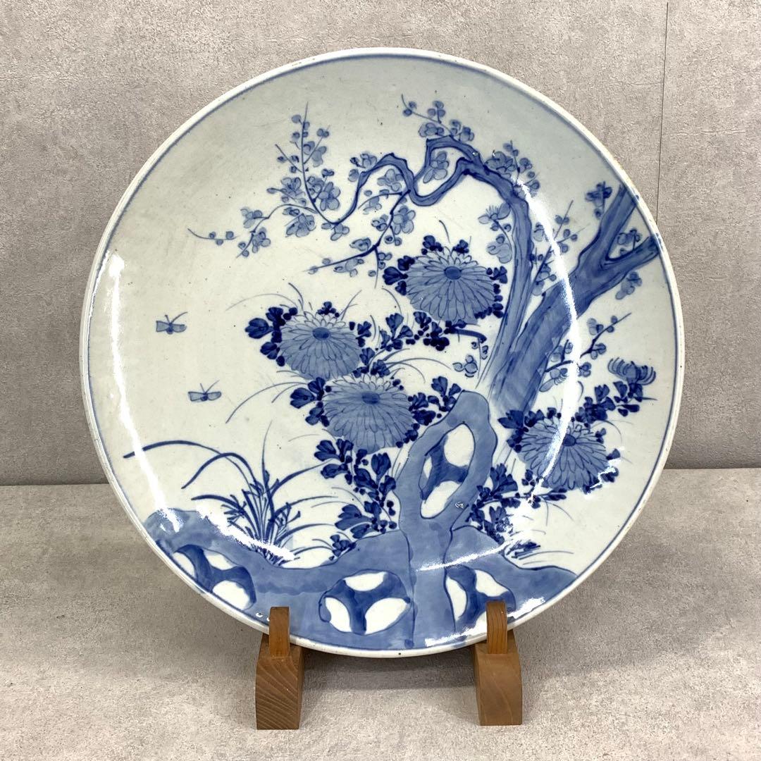 直径41.4cm ! 大皿 飾り皿 時代物 花 蝶々 アンティーク 昭和レトロ④