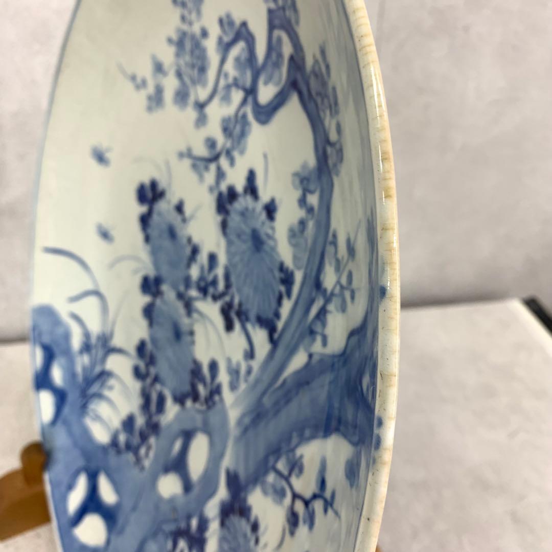 直径41.4cm ! 大皿 飾り皿 時代物 花 蝶々 アンティーク 昭和レトロ④