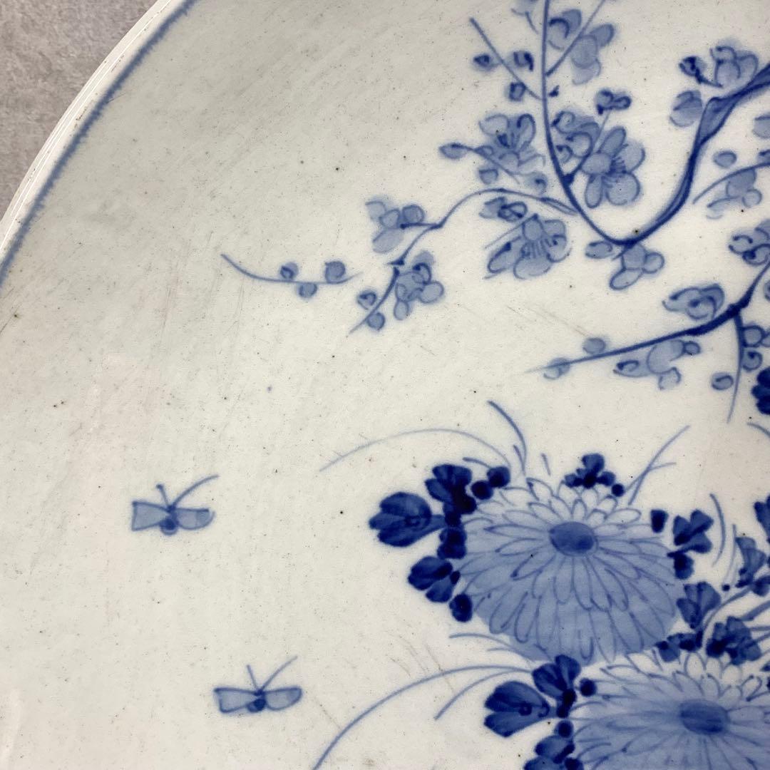 直径41.4cm ! 大皿 飾り皿 時代物 花 蝶々 アンティーク 昭和レトロ④