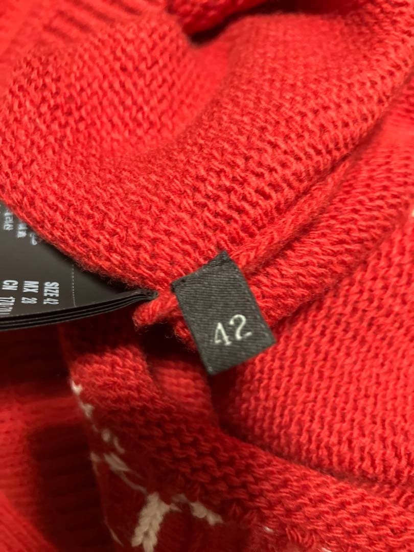 PRADA プラダ 16ss ラビット柄 カシミヤ混ニットスカート　レッド　XL