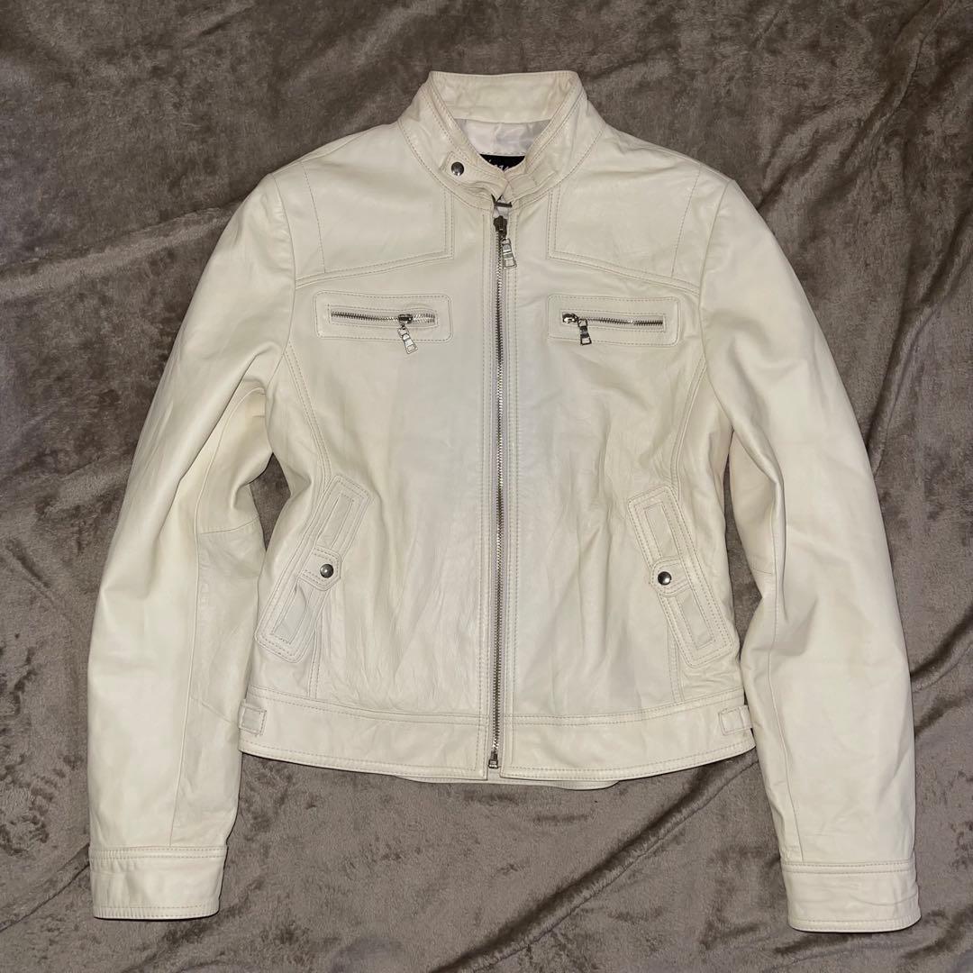 ジャケット・アウター 00s y2k archive zip riders jacket white