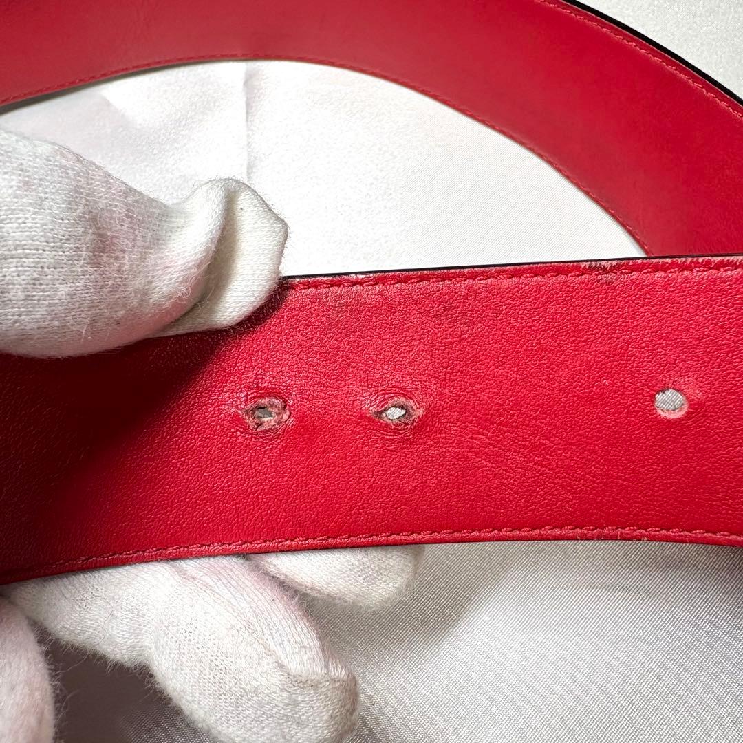 激レア【FENDI】ベルト バックルロゴ ズッカ ブラック レッド レザー