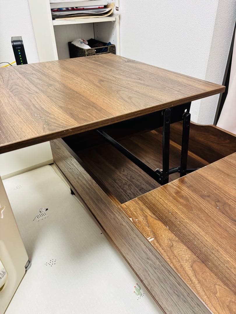 ニトリ　センターテーブル（リフティ100）リフトアップ昇降式収納付き