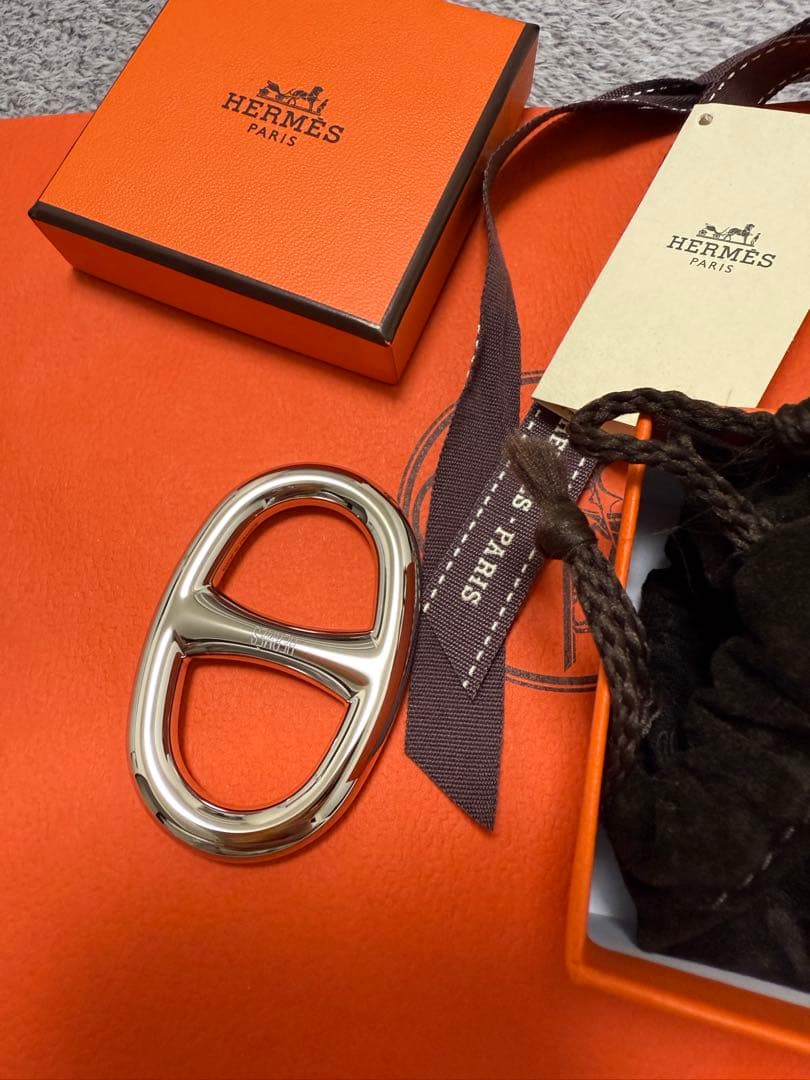 【新品未使用】エルメス　シェーヌダンクル　スカーフリング シルバー