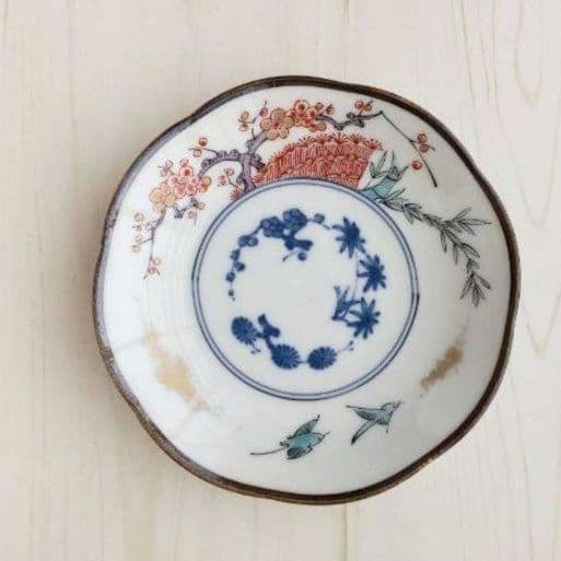 新品　染錦 古伊万里 12cm小皿 A