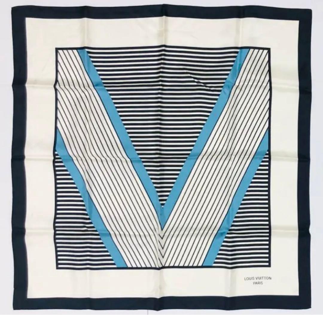 美品 LOUIS VUITTON ルイヴィトン スカーフ シルク しま模様