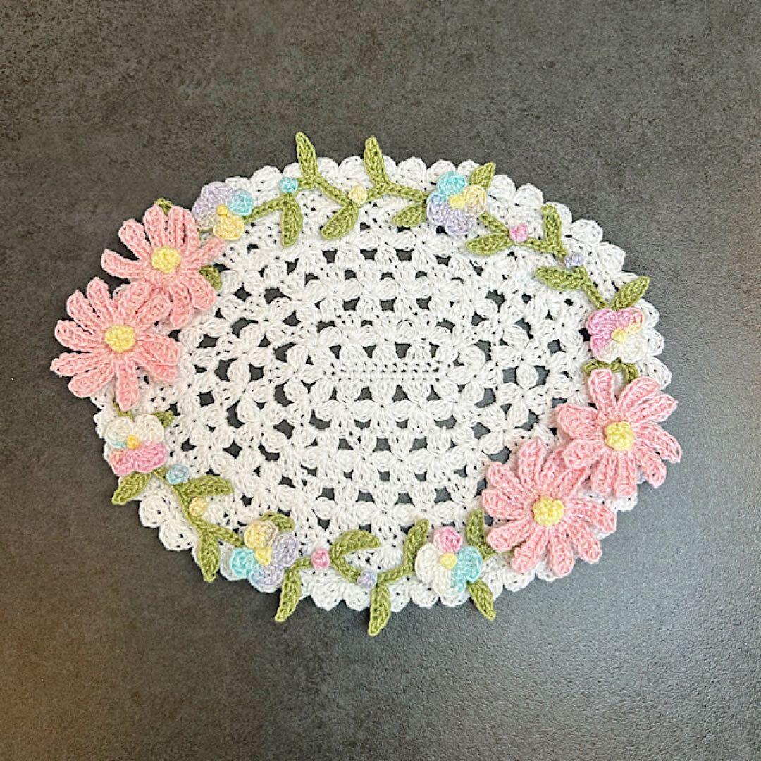 さばねこ＊ハンドメイド＊レース編み＊ドイリー＊コースター