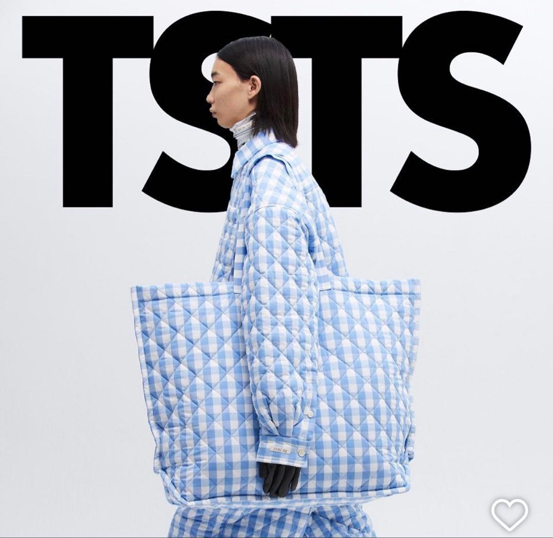 TSTS キルティング ギンガム ジップ トートバッグ