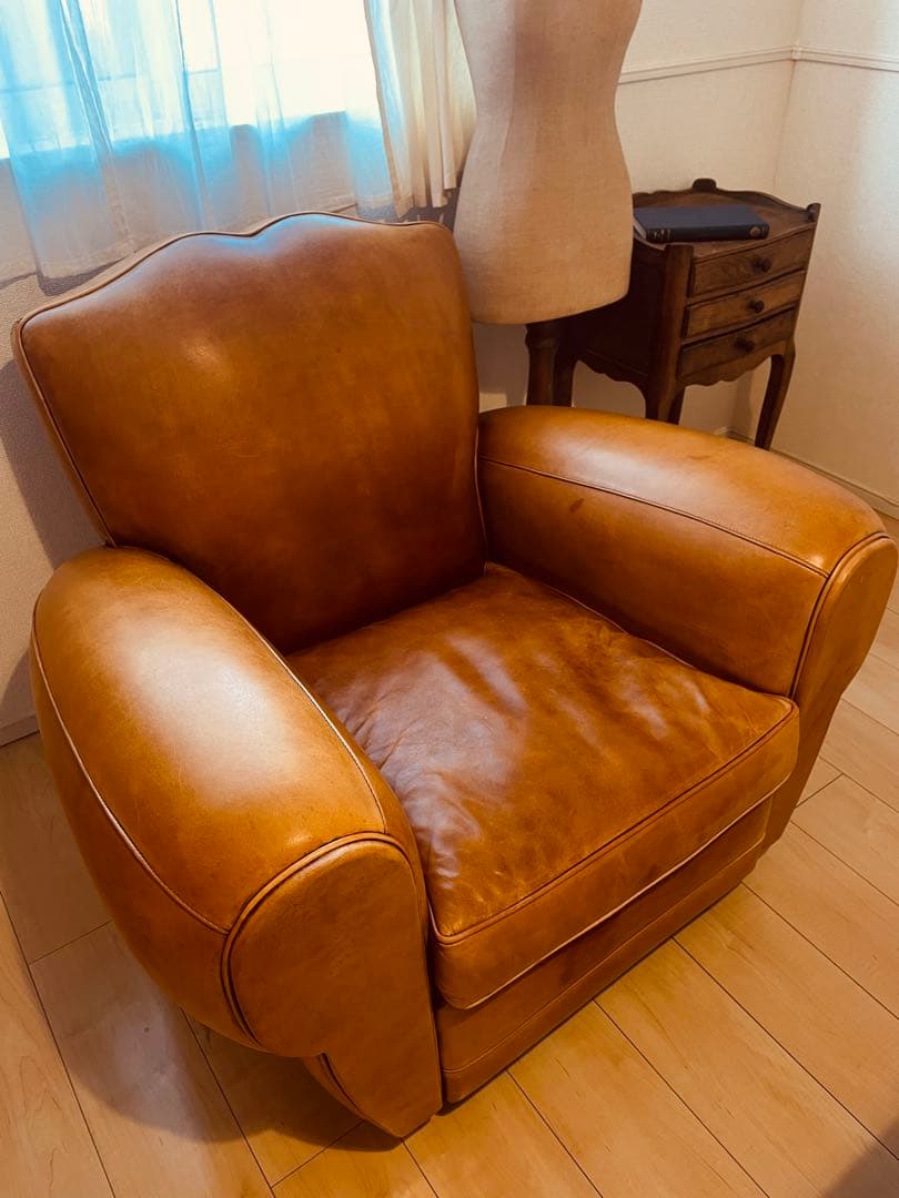 フランス　アンティーク　クラブソファ　ヴィンテージ　本革
