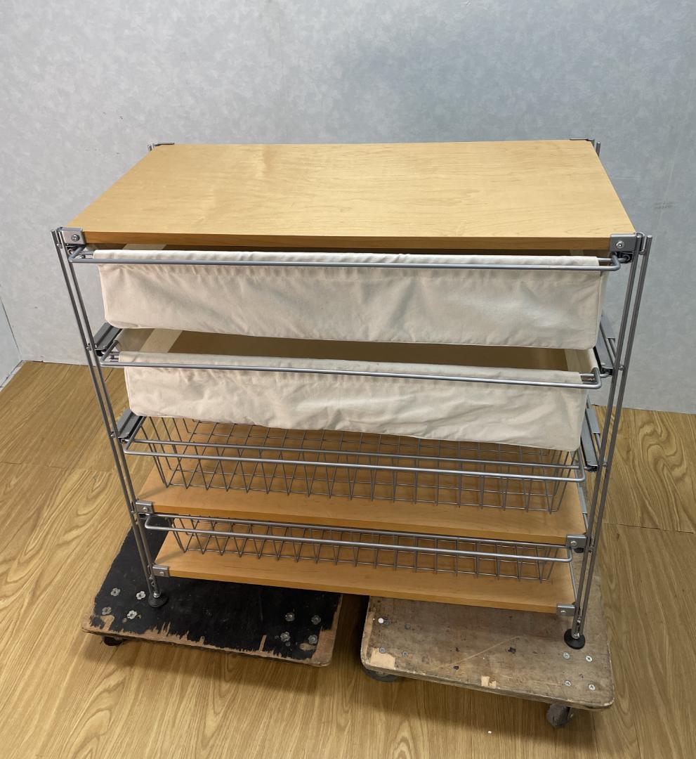 Y♢884 無印良品 スチールユニットシェルフ オーク材 棚セットワイド小