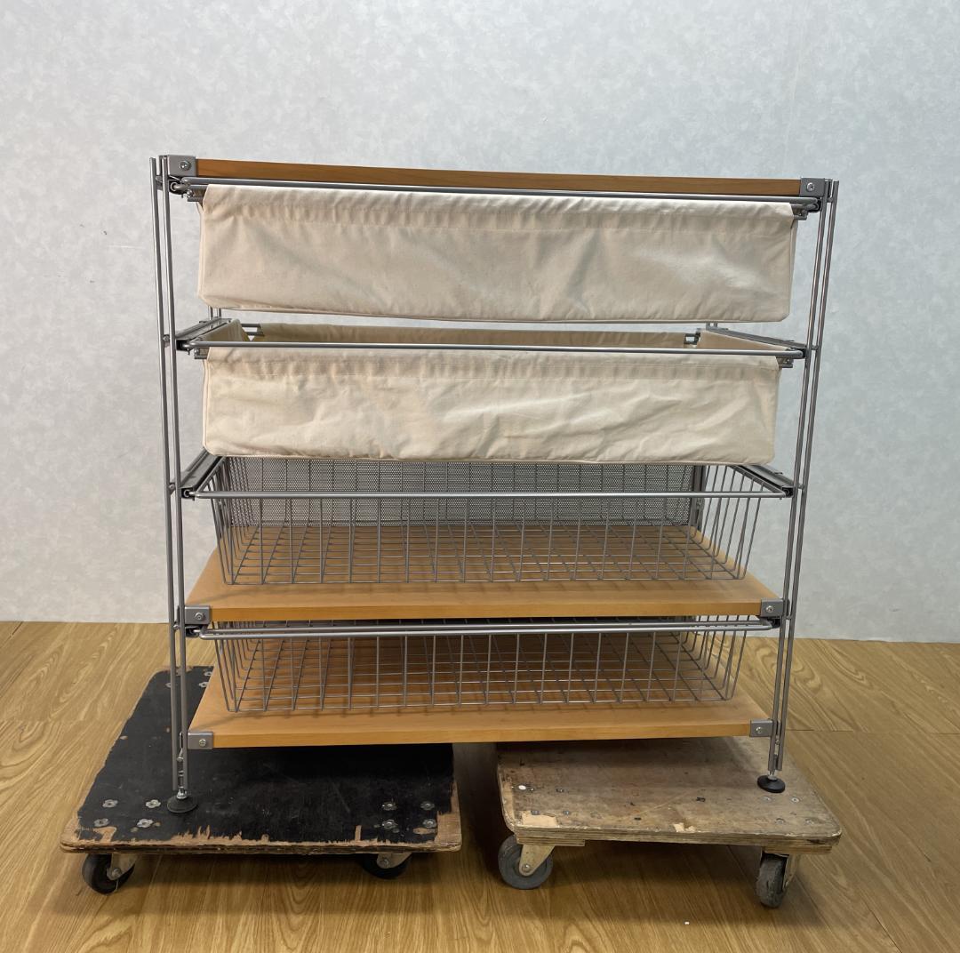 Y♢884 無印良品 スチールユニットシェルフ オーク材 棚セットワイド小