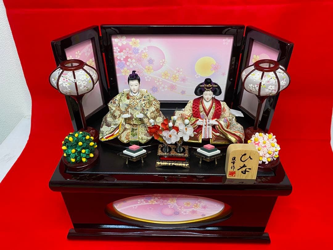 雛人形　親王飾り収納セット・頭　元光　作・間口約４５×奥行約２７×高さ約４０㎝