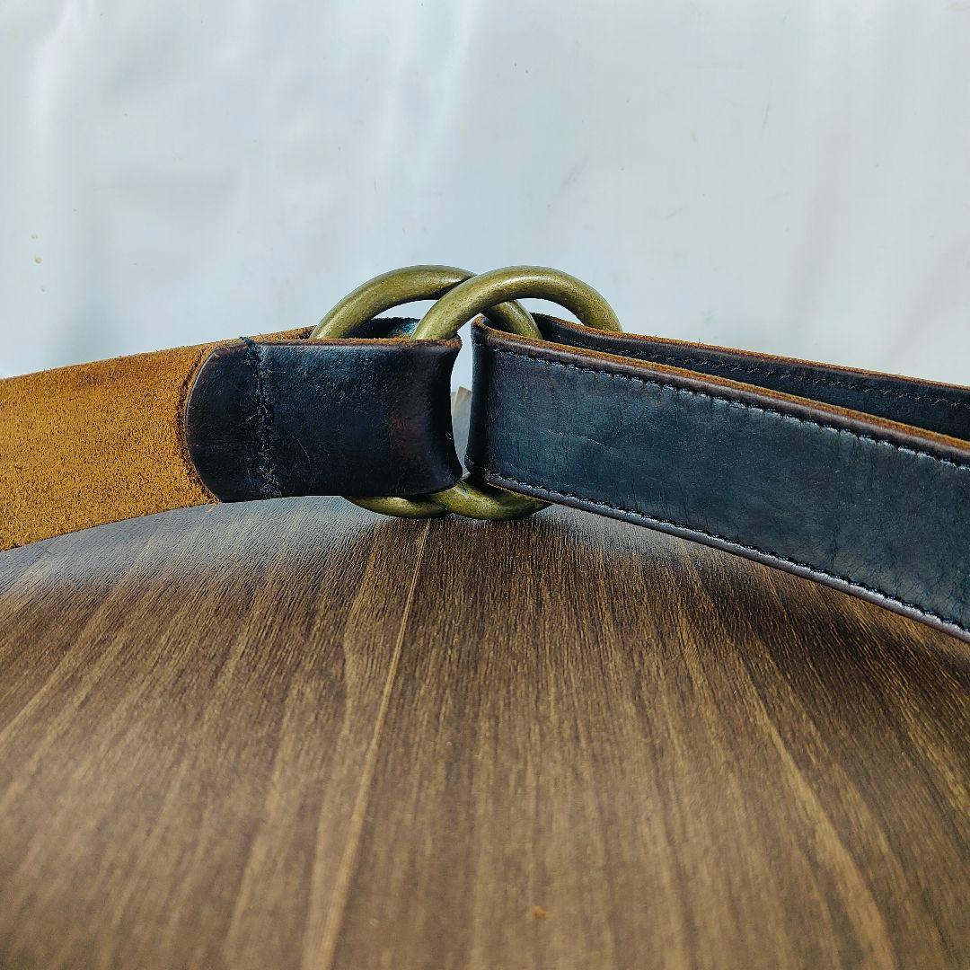 【USA系ヴィンテージ】茶芯艶黒革 USA系　高級本革オイルドレザードレスベルト