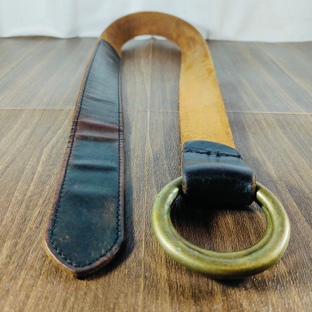 【USA系ヴィンテージ】茶芯艶黒革 USA系　高級本革オイルドレザードレスベルト