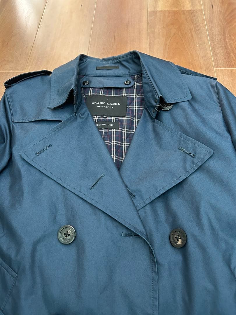 【美品】Burberryブラックレーベル トレンチコート 青