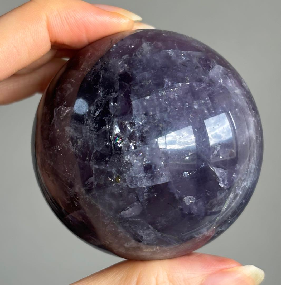 高品質　パイライトinフローライト　スフィア ギャラクシーフローライト