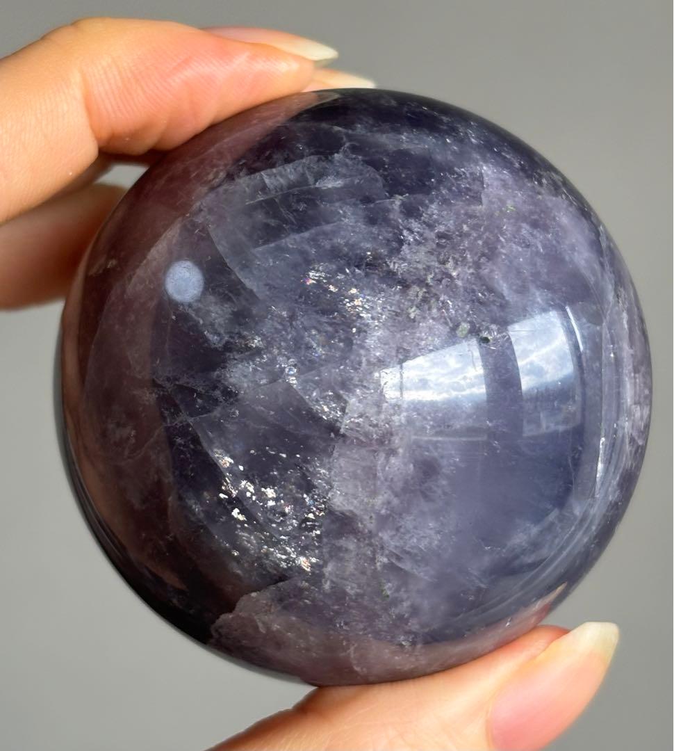 高品質　パイライトinフローライト　スフィア ギャラクシーフローライト