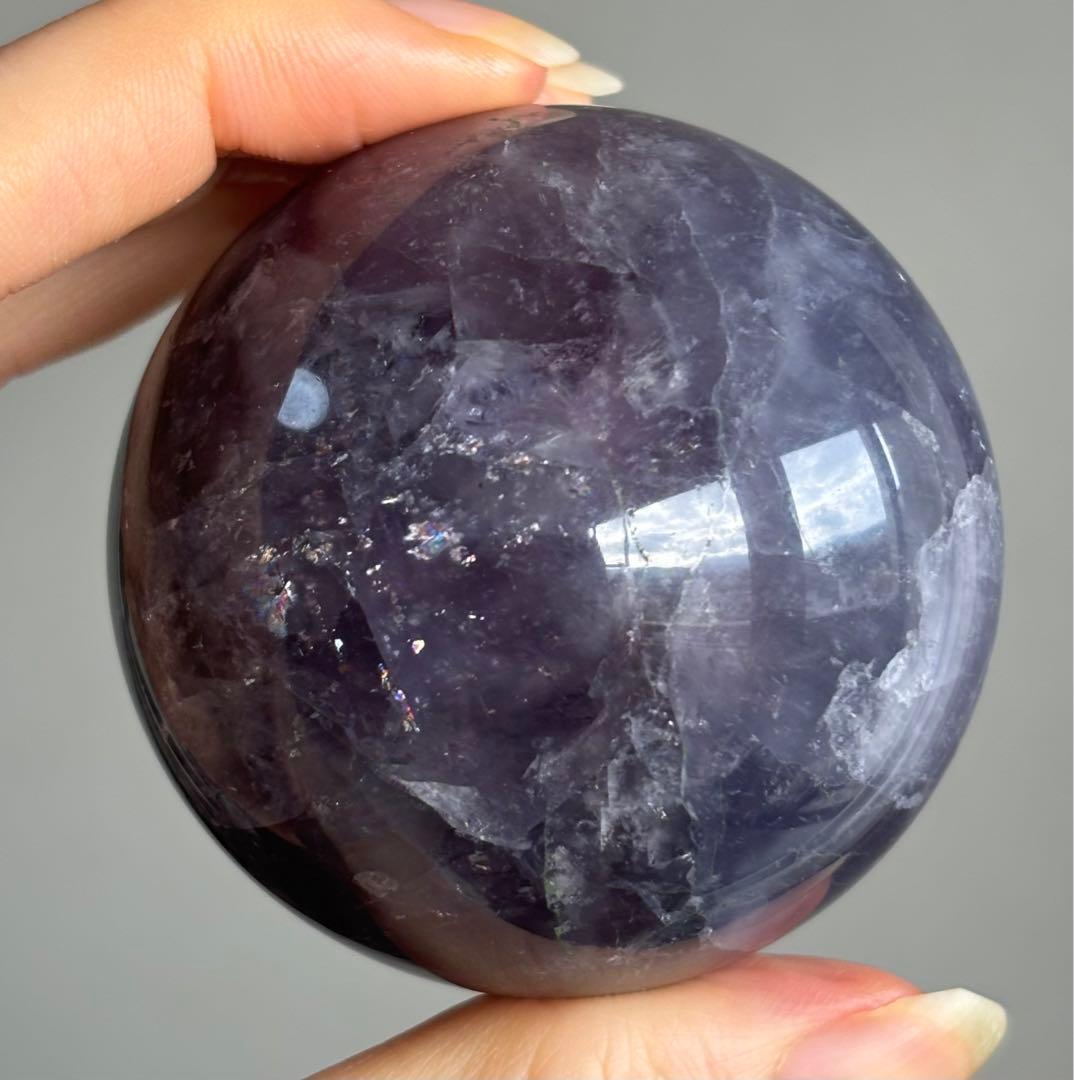 高品質　パイライトinフローライト　スフィア ギャラクシーフローライト