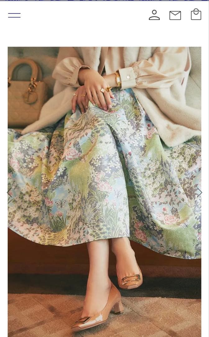 SEVEN TENフラワープリント フレアロングスカート