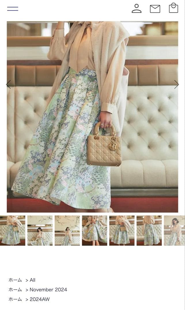 SEVEN TENフラワープリント フレアロングスカート