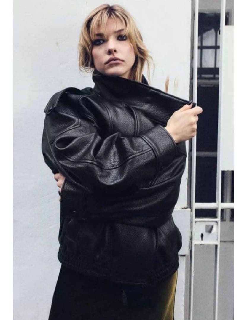 ZARA ザラ 即発送　新品　M フェイクレザージャケット　黒　ブラック　ysl