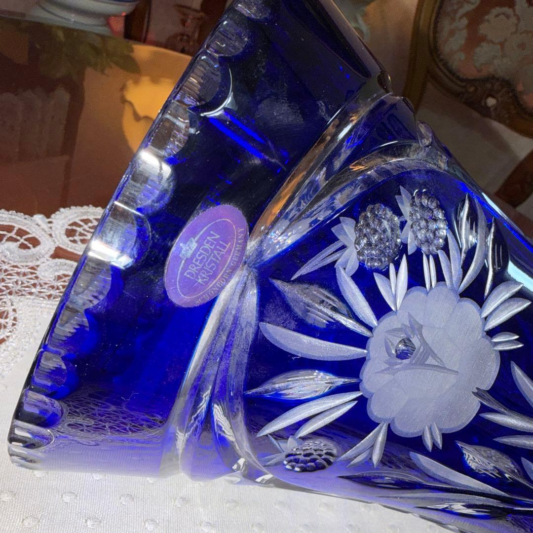 DQESDEN KRISTALL ドイツ製 切子 花瓶 フラワーベース 未使用