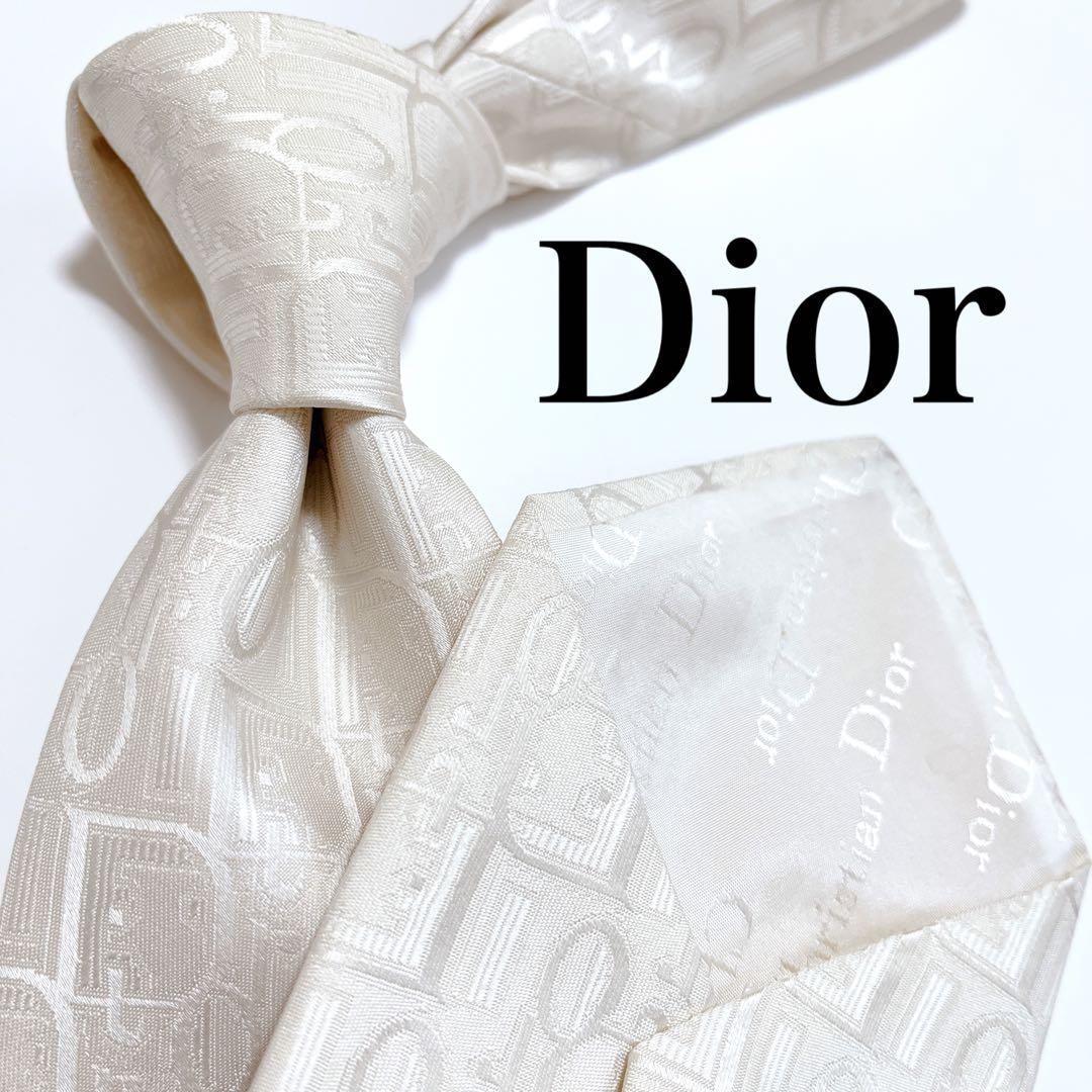 美品 クリスチャンディオール ネクタイ ハイブランド トロッター柄 光沢 希少