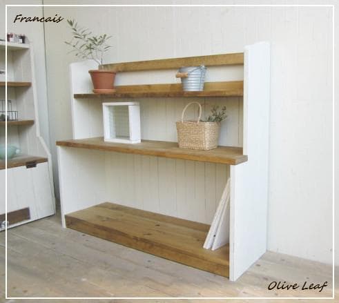 サイズ、デザインオーダー可●お子様目線3段ラック●シャビーホワイト●受注製作