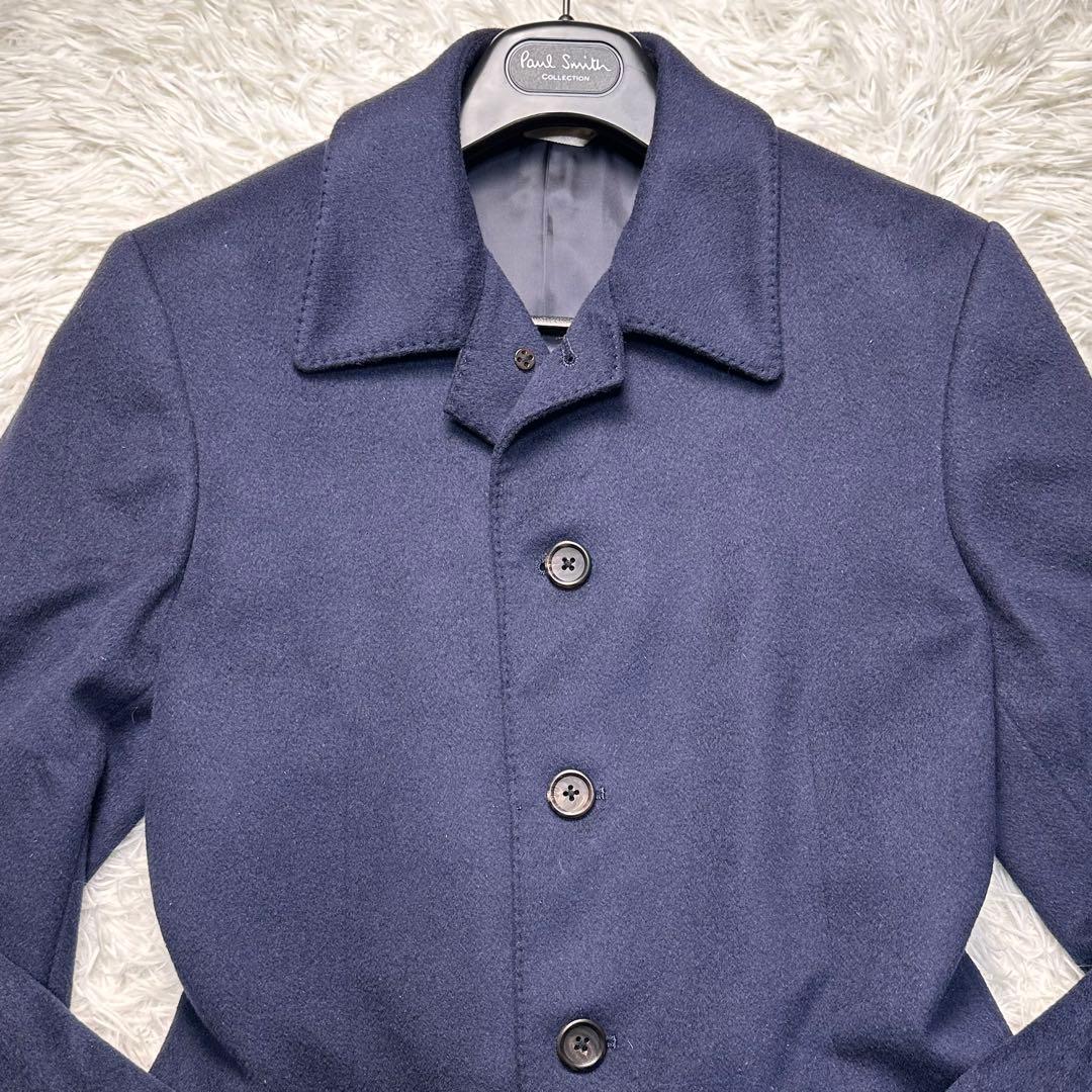 専用 未使用級 ポールスミス カシミヤ×ミンク混 薔薇柄 ステンカラーコート M