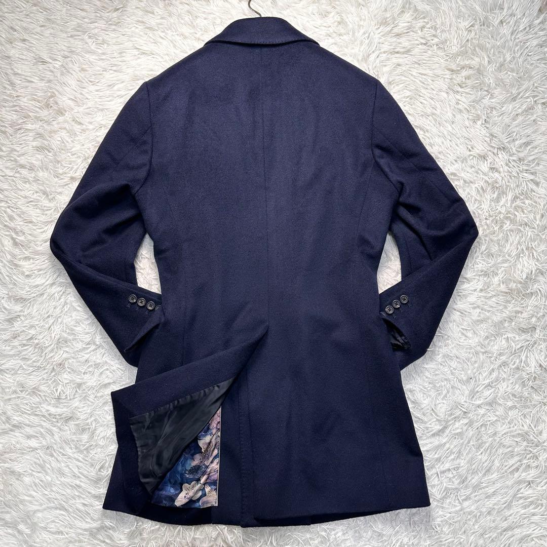 専用 未使用級 ポールスミス カシミヤ×ミンク混 薔薇柄 ステンカラーコート M