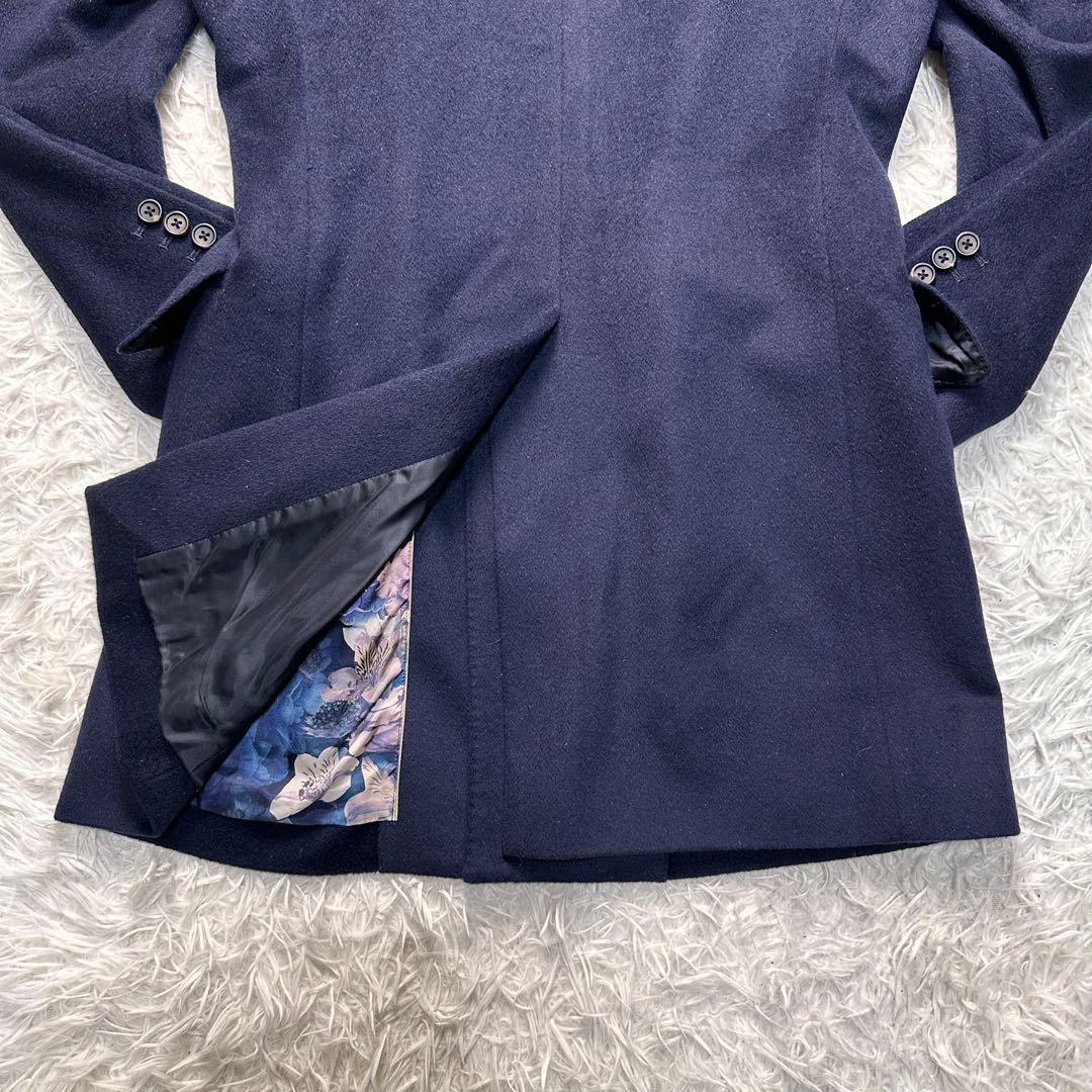 専用 未使用級 ポールスミス カシミヤ×ミンク混 薔薇柄 ステンカラーコート M