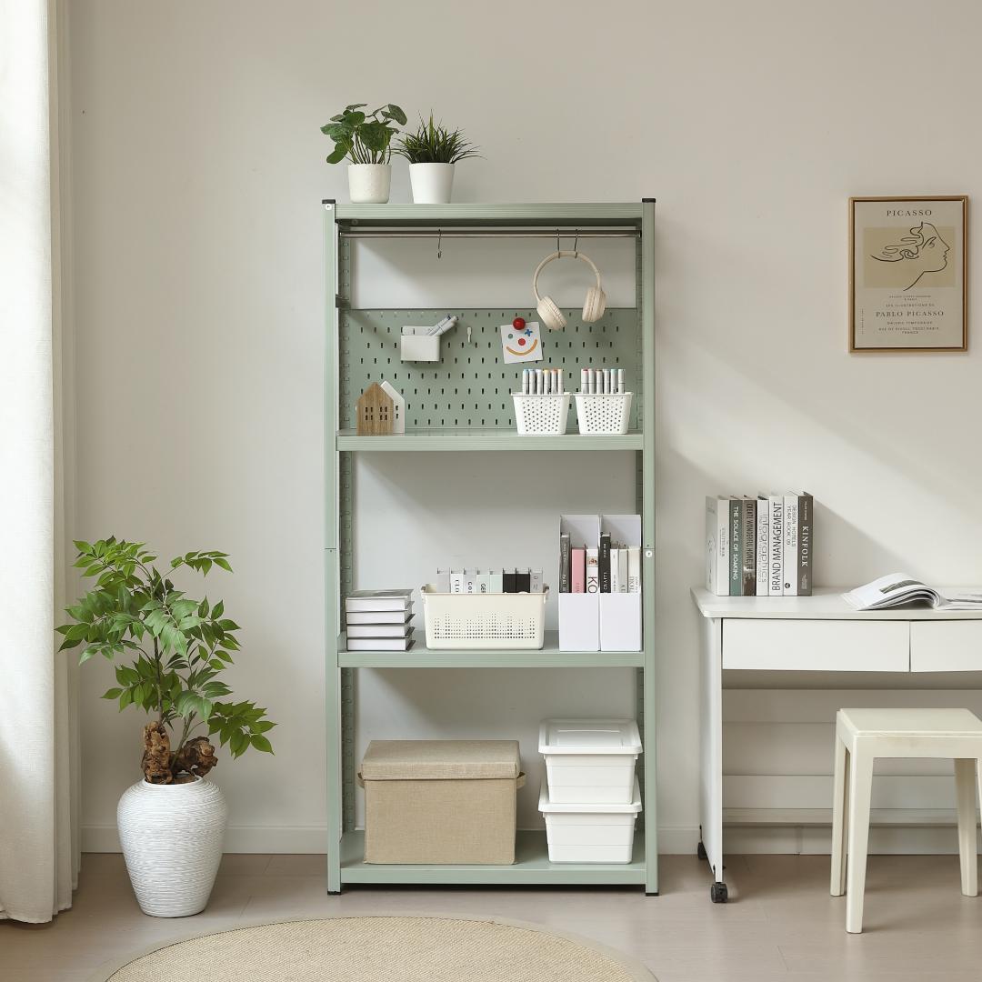 タイムセール！スチール製収納ラック【タイプB】　可動棚　大容量　GREEN