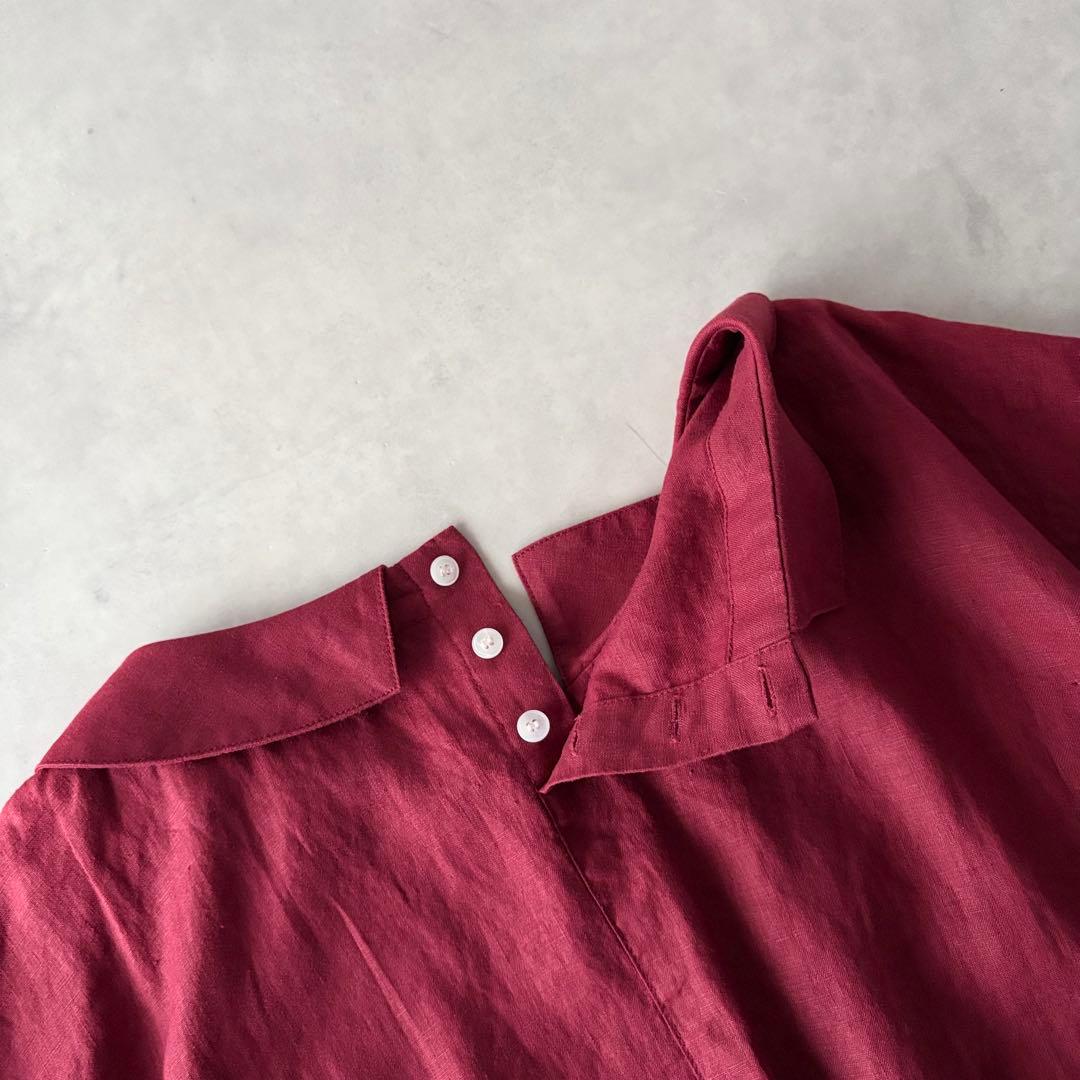 極美品　BASCO　バスコネスト　麻100%　ドルマン袖　Aライン　ブラウス