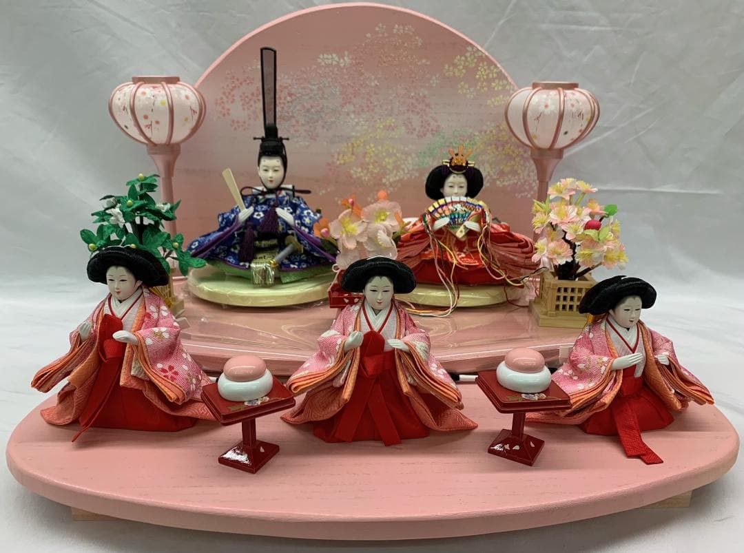 雛人形 桐二段飾 豆親王五人飾 三人官女セット ひな人形 初節句 プレゼント