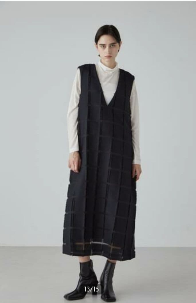 ⚫専用⚫未使用タグ付 アドーアウィンドーペン ジャガードワンピース 黒 38