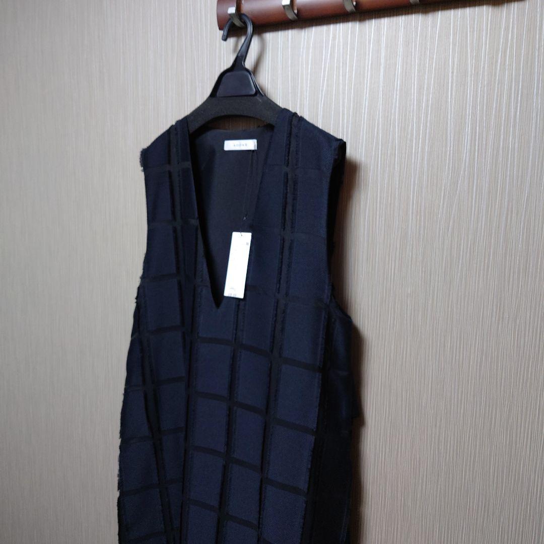 ⚫専用⚫未使用タグ付 アドーアウィンドーペン ジャガードワンピース 黒 38