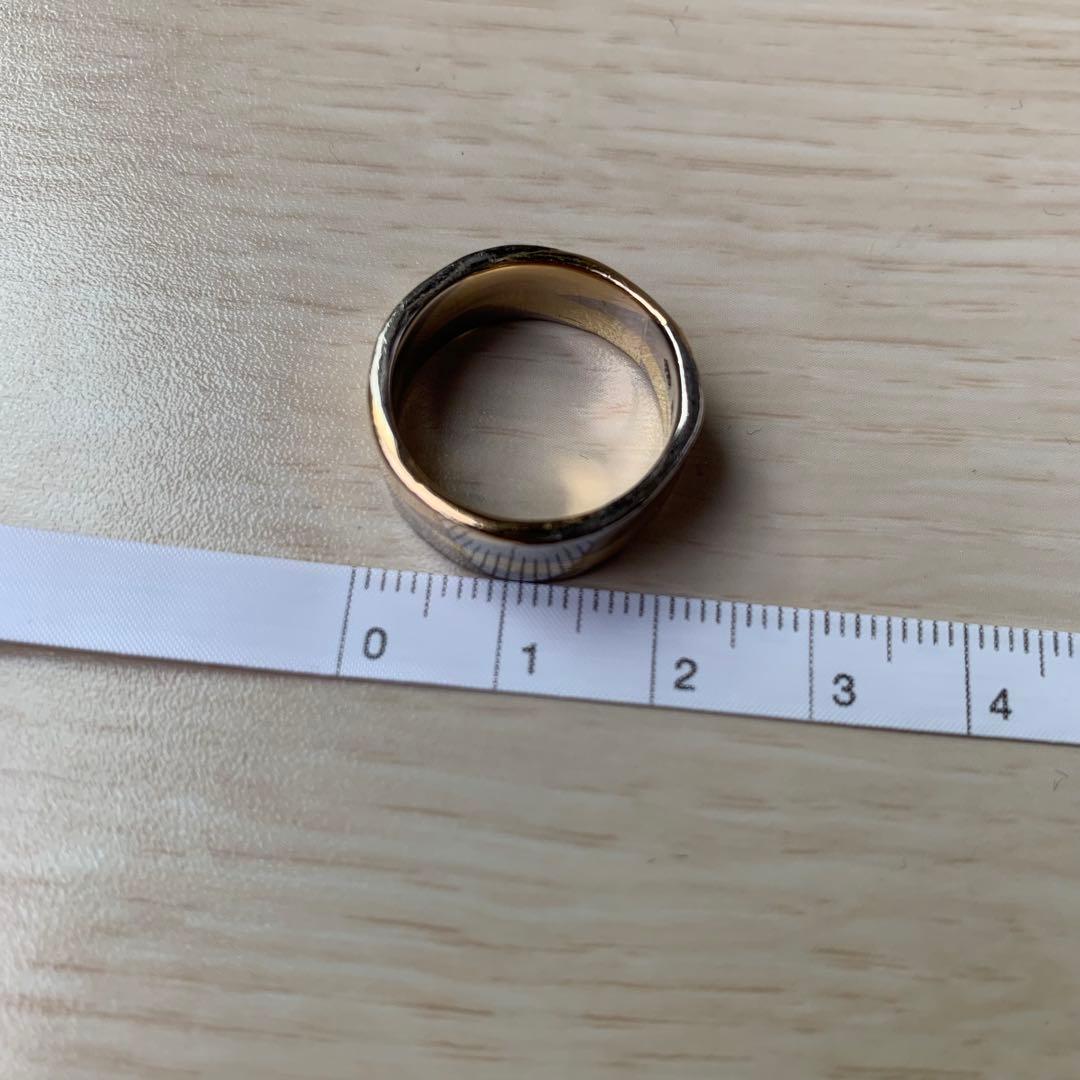 温泉　市松　18金リング　k18 ブラックゴールド　2トーン