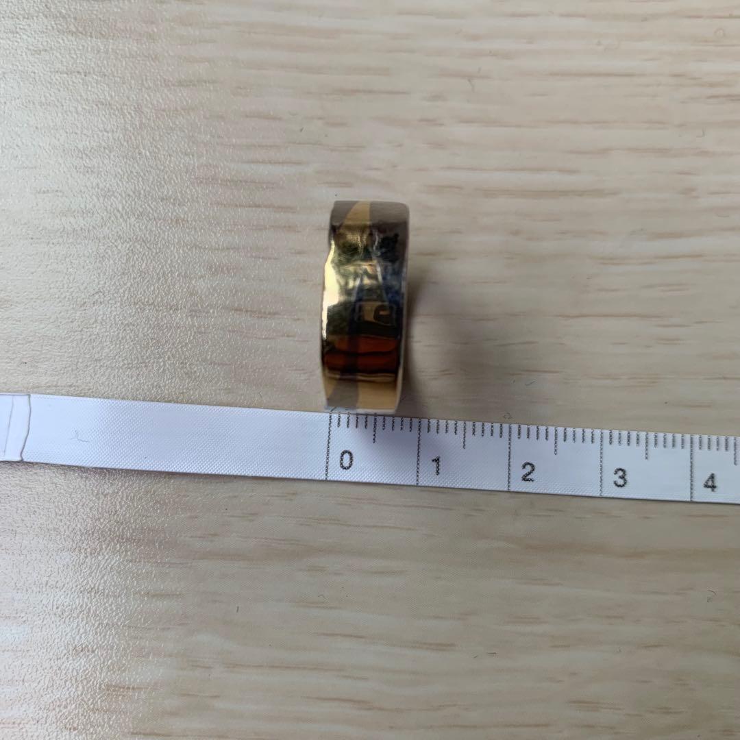 温泉　市松　18金リング　k18 ブラックゴールド　2トーン