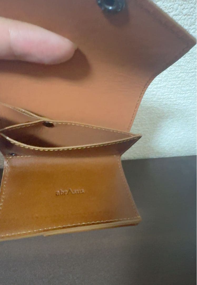 【abrAsus】小さい財布　ブッテーロレザー　キャメル　三つ折り財布